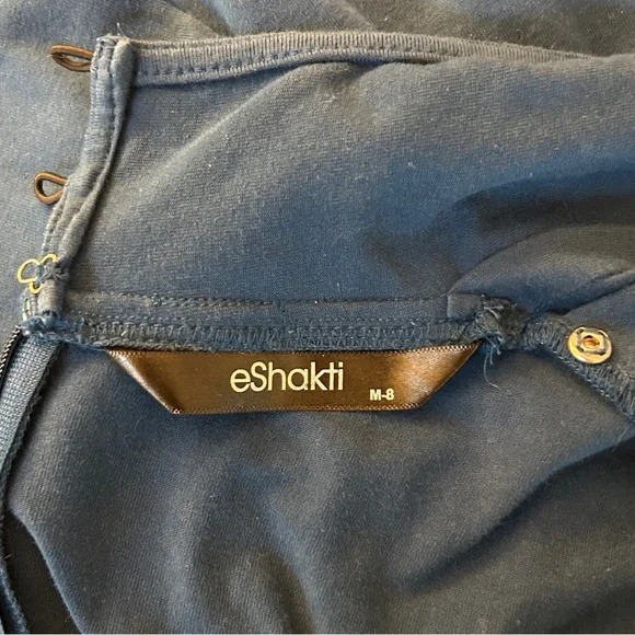 Eshakti Blue Midi Dress, Short Sleeve Fit & Flare Dress with Pockets, Medium / 8 - Picture 6 of 8